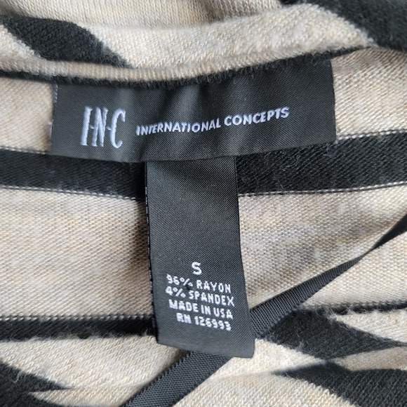 INC International Concepts Women’s Striped Knit Top Beige Black Stretch Sz s - Picture 4 of 8